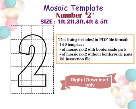 Printable Mosaic Number Template Free